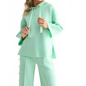 NEW JOH francine french scuba pearl hoodie in mint